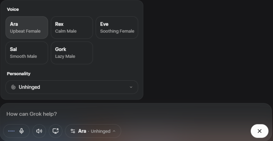 xAI Grok网页版语音模式上线 体验多角色个性化交互
