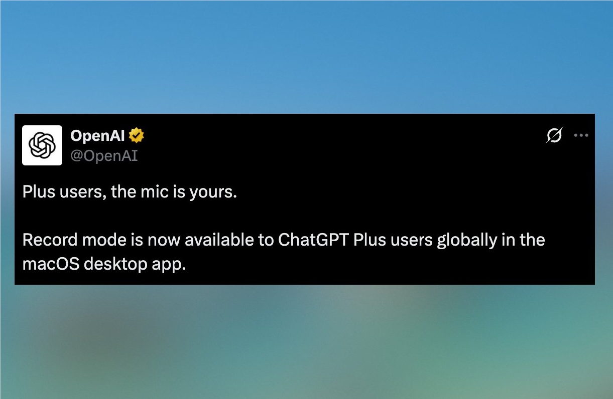 ChatGPT录音模式全面开放Plus用户体验macOS新功能插图