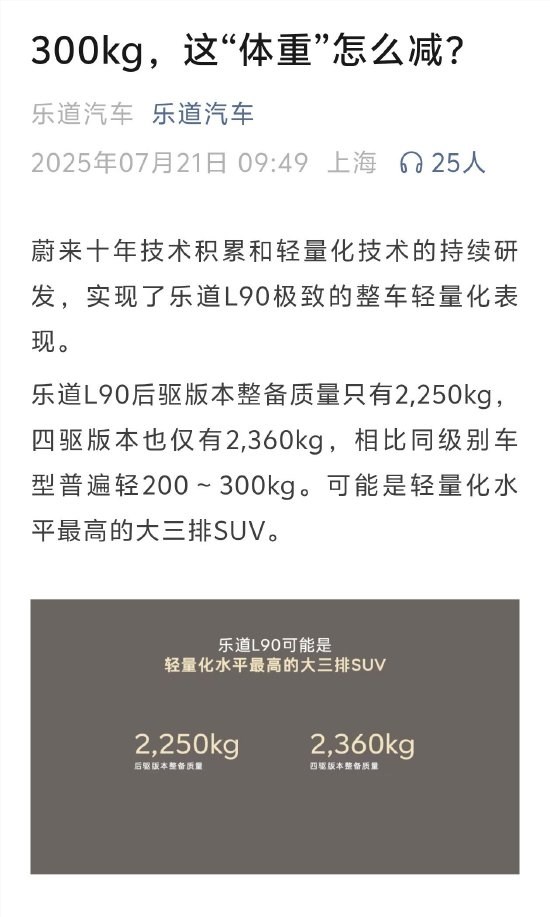 理想高管喊话行业减重降本 薪水翻倍求才 乐道汽车回应轻量化技术插图1
