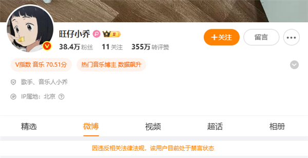 网红旺仔小乔蒙面演唱会引争议 微博禁言抖音封号