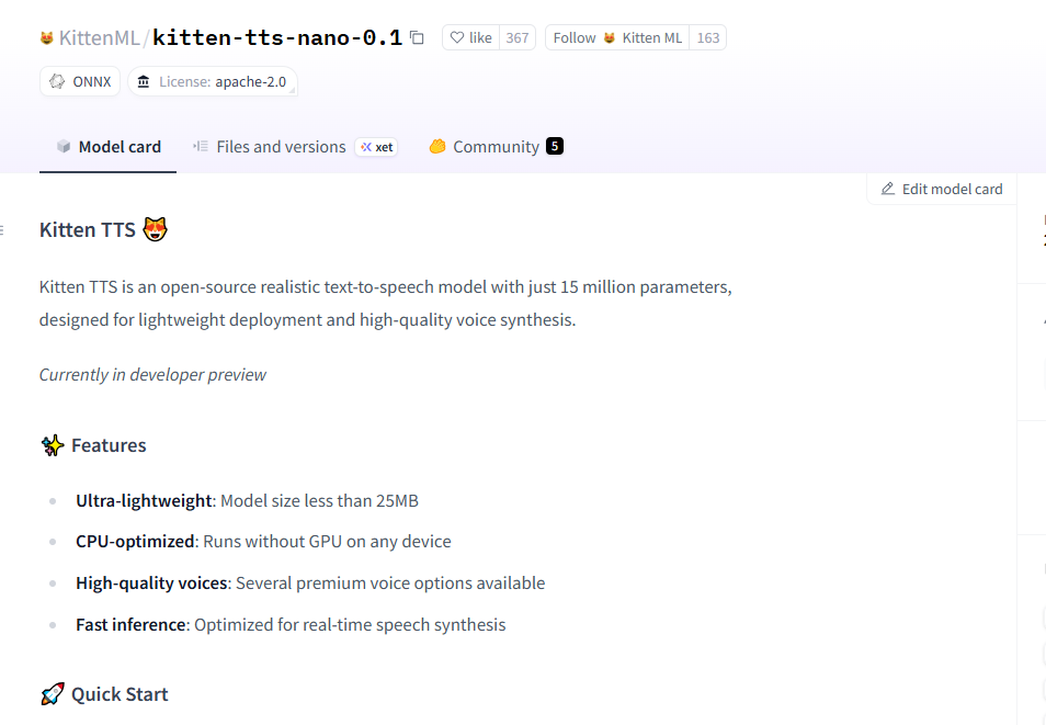 Kitten TTS 1500万参数轻量级TTS模型 无需GPU即可运行插图1