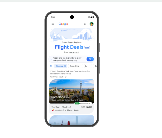 谷歌Flight Deals上线 AI自然语言搜索机票优惠插图1