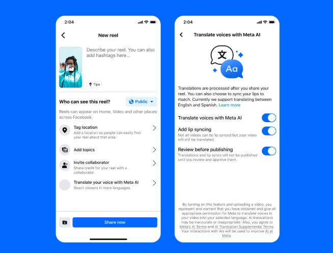 Meta全球推出AI语音翻译功能助力Facebook和Instagram创作者实现多语言内容传播插图1