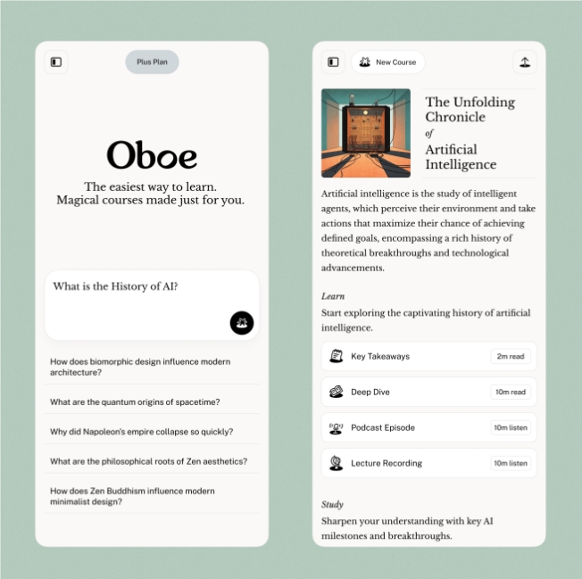 Spotify前高管400万美元新作Oboe AI，9种模式让学习像听音乐一样简单插图