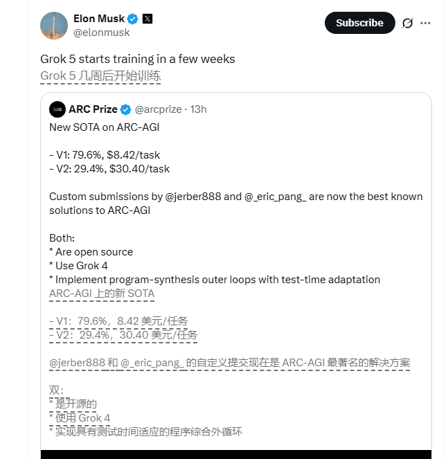 马斯克官宣Grok5数周内启动训练 xAI将突破AI新高度插图1 马斯克官宣Grok5数周内启动训练 xAI将突破AI新高度插图1