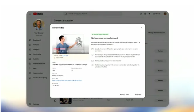 YouTube Studio重磅升级 AI助手上线一键检测盗用面孔插图1