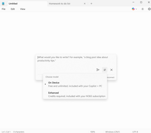 微软记事本免费AI功能来袭 提升写作效率体验插图1