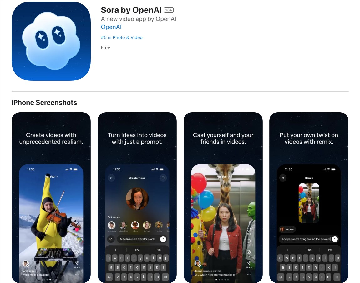 OpenAI发布Sora2和SoraApp AI短视频生成社交平台引领内容创作新潮流插图2