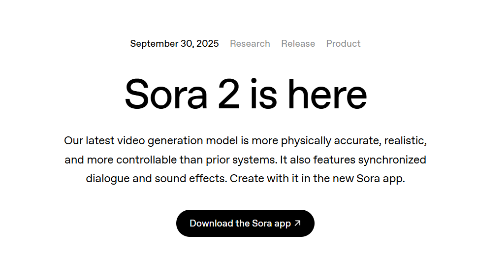OpenAI发布Sora2和SoraApp AI短视频生成社交平台引领内容创作新潮流插图1