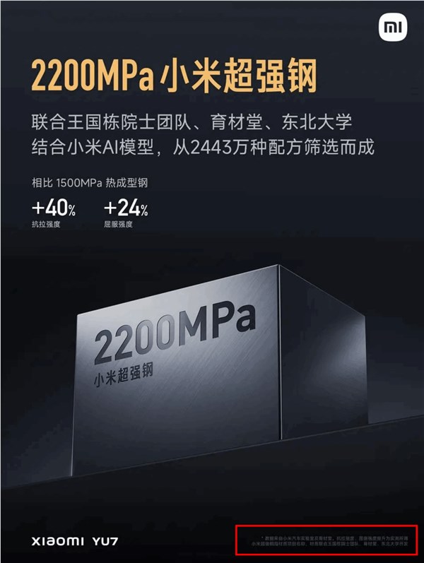 小米超强钢项目标注解读：行业惯例不影响性能插图