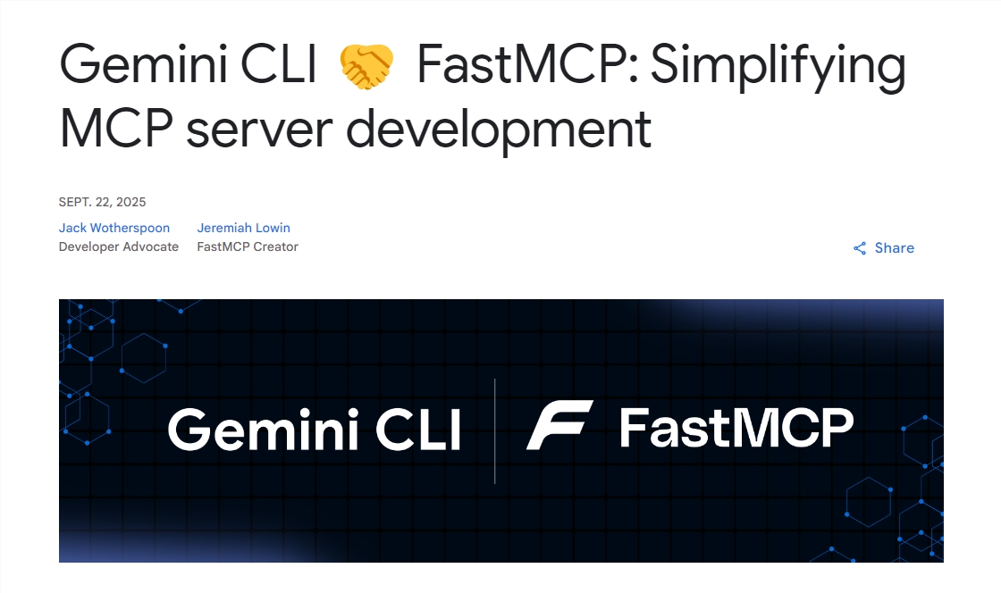 谷歌Gemini CLI一键接入FastMCP 开发者效率革命插图1