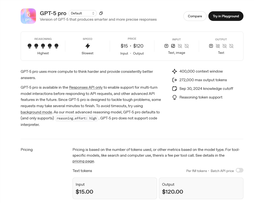 OpenAI全新GPT-5Pro API重磅上线 40万Token上下文窗口引领AI创新插图1