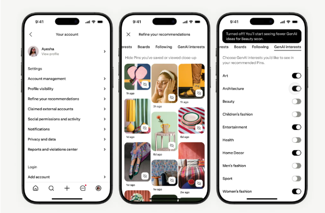 Pinterest上线AI内容限制工具 用户可自定义减少生成式AI图像插图1