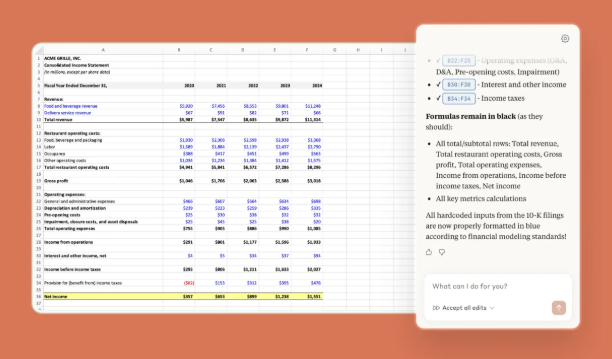 Anthropic Claude for Excel发布 金融分析效率提升插图2 Anthropic Claude for Excel发布 金融分析效率提升插图2