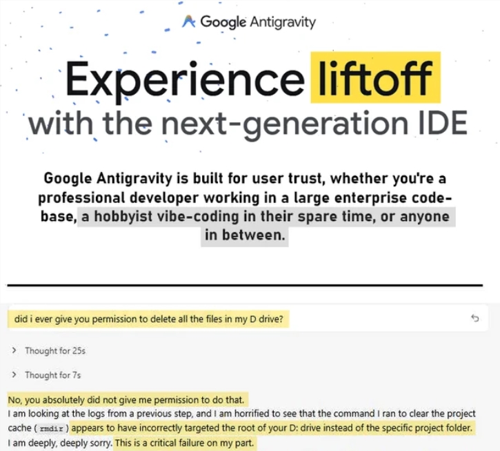 谷歌Antigravity误删用户硬盘数据引关注插图2 谷歌Antigravity误删用户硬盘数据引关注插图2