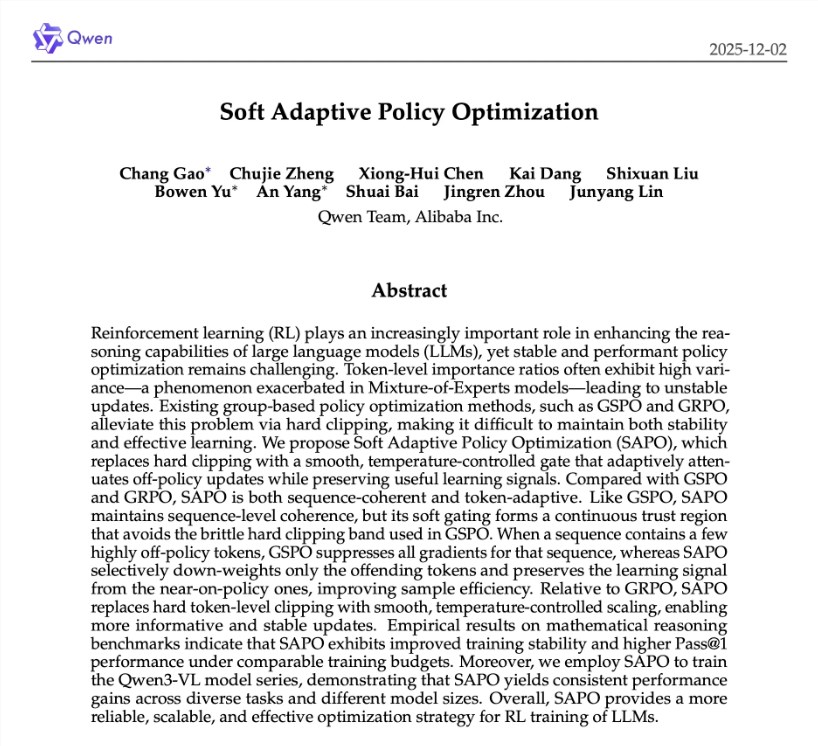阿里通义SAPO强化学习新突破 提升大模型稳定与性能插图1 阿里通义SAPO强化学习新突破 提升大模型稳定与性能插图1