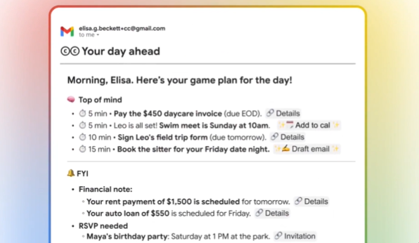 Google AI助理CC亮相:每日自动整理邮件日历云端文件插图1 Google AI助理CC亮相:每日自动整理邮件日历云端文件插图1