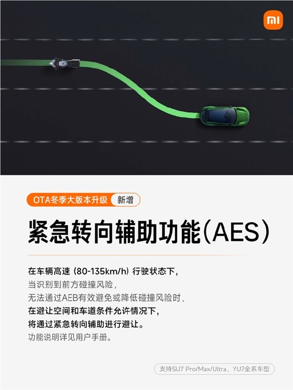小米汽车OTA冬季升级：6大功能来袭 支持自动变道避让插图2