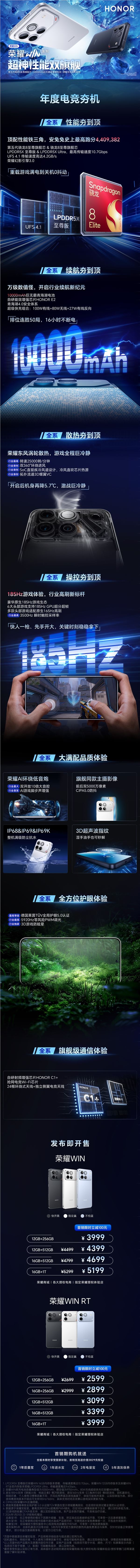 2599元起 一图读懂荣耀WIN系列：全球首款10000mAh旗舰 淘汰充电宝
