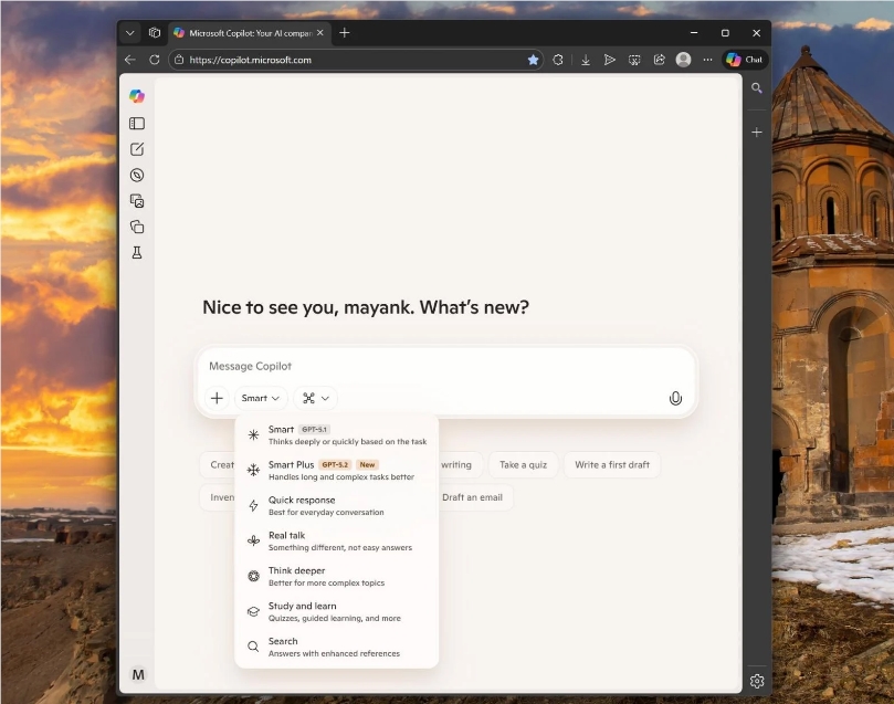 微软 Copilot 全线升级 GPT-5.2，免费开启“专家级”工作流新时代