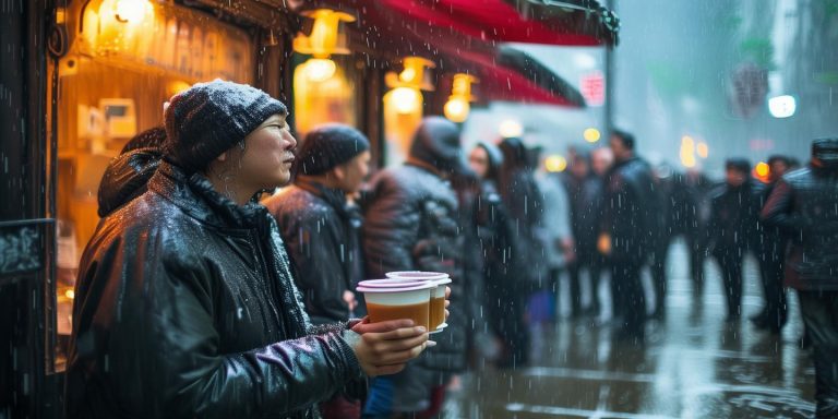 上海暴雨排队喝零下80度咖啡 销量破500杯成街头顶流
