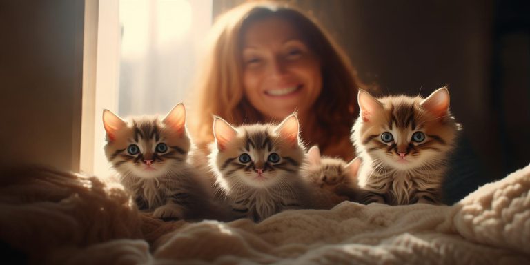 女子下班回家喜当猫外婆发现猫咪生三只小奶猫