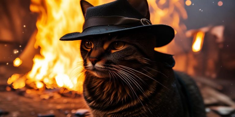 猫咪火把节秒变黑猫警长 原本橘黄毛发被烟尘染黑