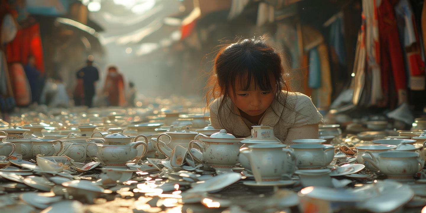 景德镇瓷杯摊被踢倒损失5000 摊主女儿心血碎一地