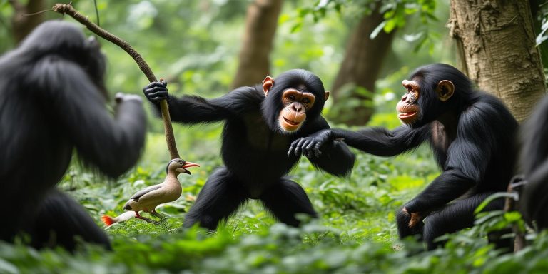 黑猩猩持棍追打鸭子被同伴劝架引关注 专家称系玩耍行为