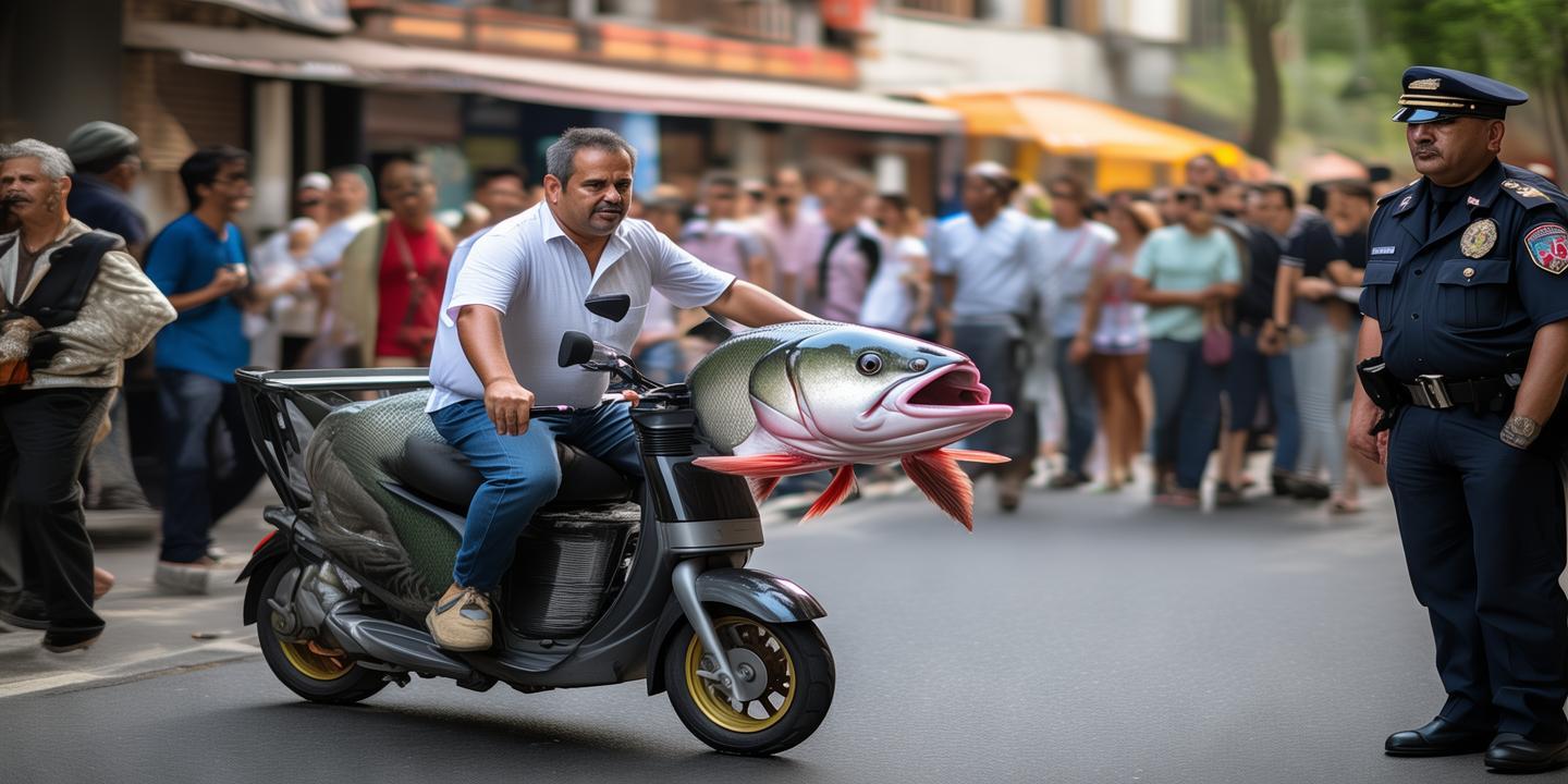 男子电动车后绑60斤大鱼遛街引热议 交警回应不违规不提倡插图 男子电动车后绑60斤大鱼遛街引热议 交警回应不违规不提倡