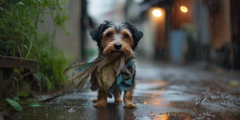 雨夜小狗叼雨布救芝麻感动全网