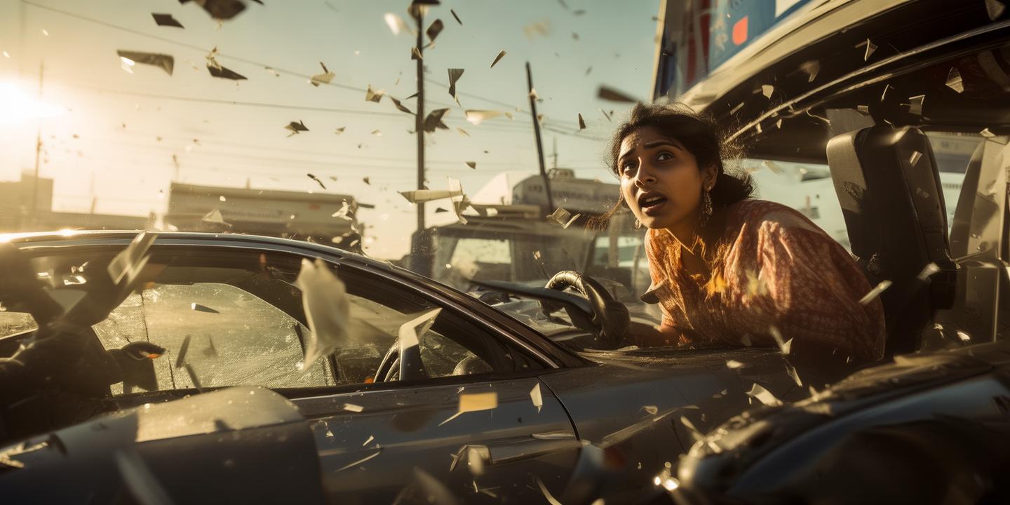 印度女子提车失误油门失控 撞碎展厅玻璃四轮朝天插图 印度女子提车失误油门失控 撞碎展厅玻璃四轮朝天