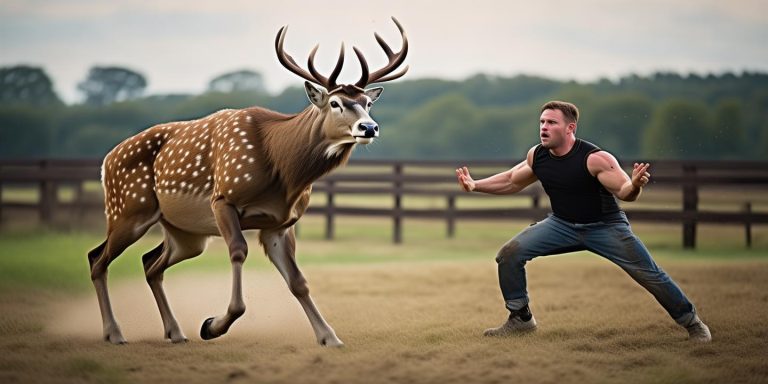 男子被上百公斤梅花鹿顶翻 轻伤不起怒敲鹿头当事人称系养殖鹿