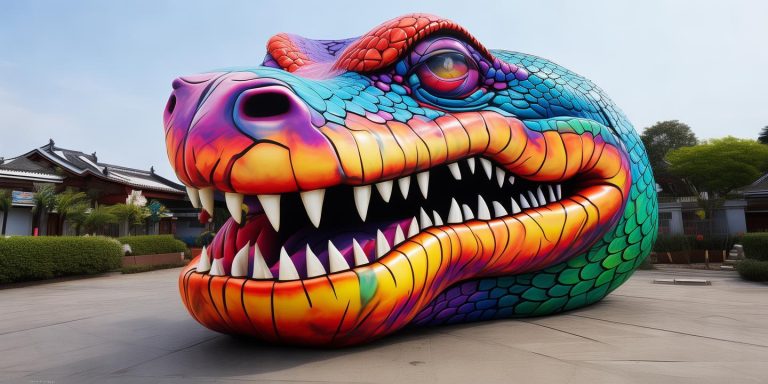 河南景区巨型蛇头彩绘引热议 触目惊心艺术创作引发安全担忧