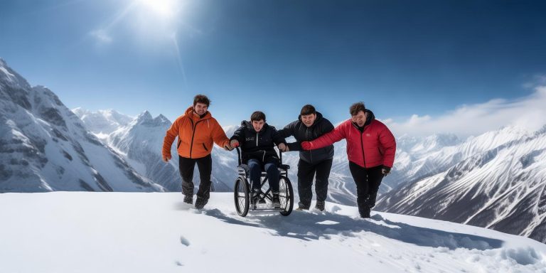 三小伙抬轮椅朋友登顶玉龙雪山诠释友谊力量