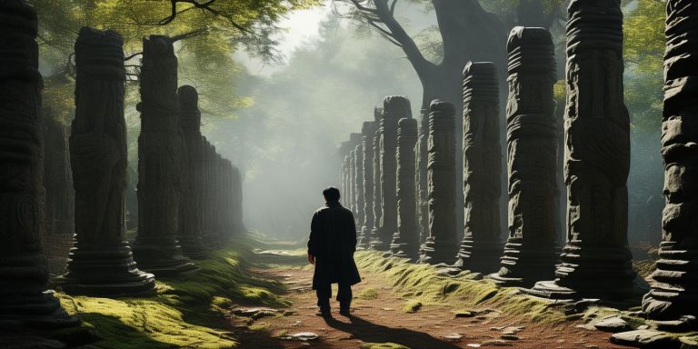 四川男子林中发现神秘剑阵 石柱林立如武侠世界再现