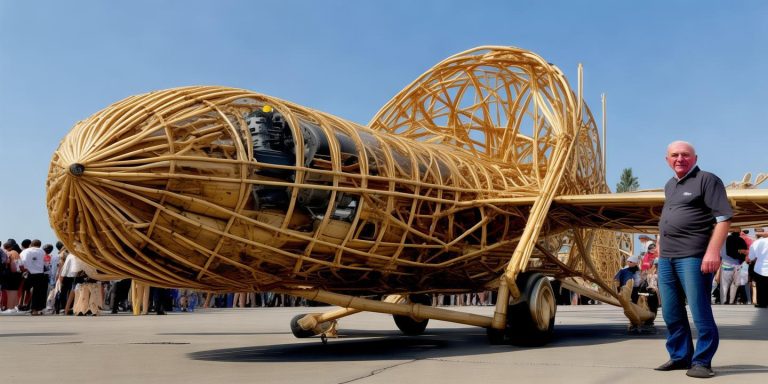 63岁老人花1.3万自制飞机 竹片机身摩托车引擎能否飞起引关注