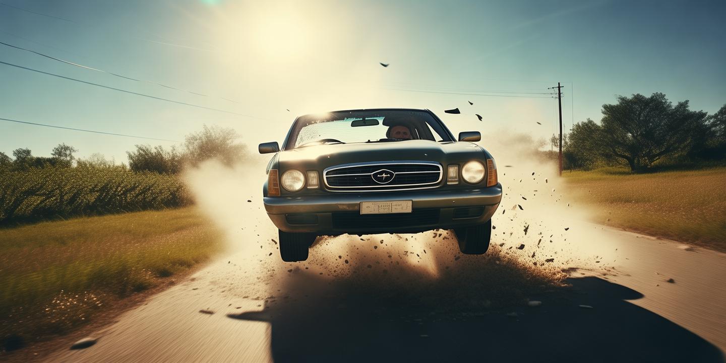 阳光晃眼误踩油门 车辆飞起司机受伤缝针插图 阳光晃眼误踩油门 车辆飞起司机受伤缝针