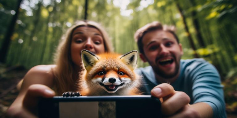 情侣自拍手机被小狐狸叼走 如愿以偿成网红