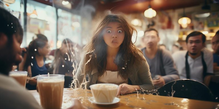 女子奶茶泼人后逃 责任归属引热议