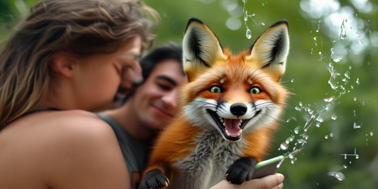 情侣自拍一语成谶 小狐狸真叼走手机引热议