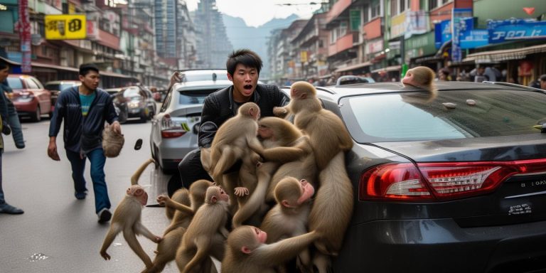 昆明男子路边停车被野猴袭击 及时就医无大碍警方提醒勿投喂