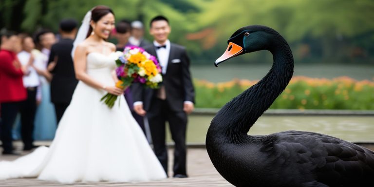 济南新人婚纱照惊现黑天鹅抢亲 新郎用鲜花驱赶获网友点赞