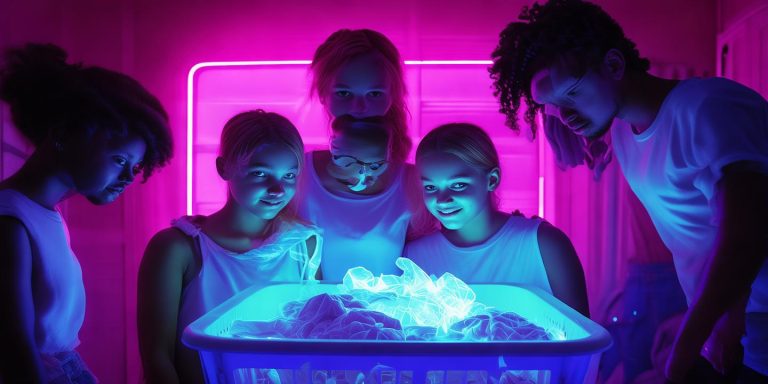 紫光灯下全家发光洗衣粉荧光增白剂揭秘