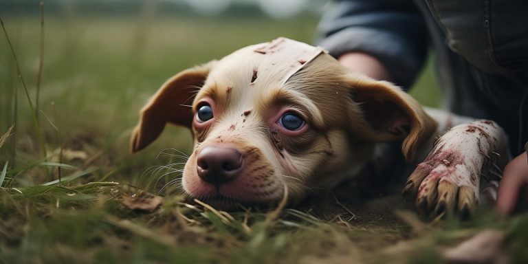 小狗嘴被扎带勒伤一个月 溃烂见骨终获救