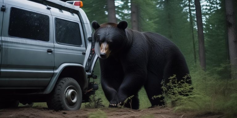 美国黑熊监控拍下偷走电锯真实一幕 网友热议AI伪造