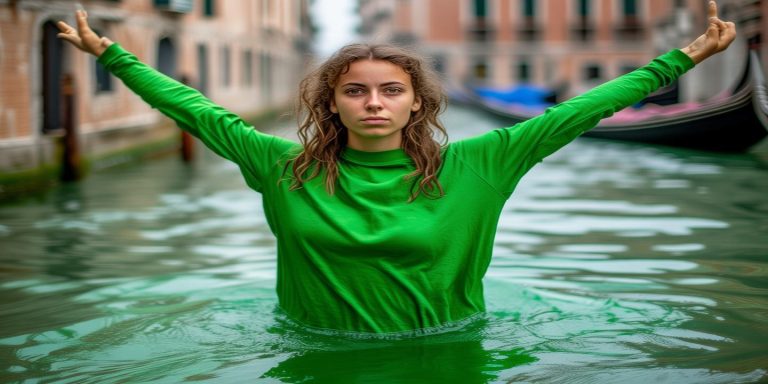 环保少女威尼斯染绿运河 遭罚款禁入引热议