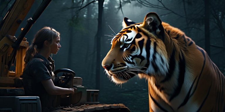 挖掘机女司机夜遇东北虎 对视30秒惊险瞬间