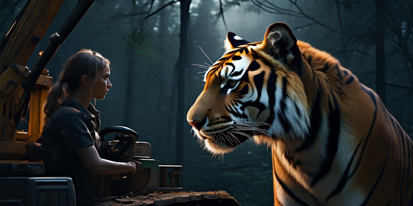 挖掘机女司机夜遇东北虎 对视30秒惊险瞬间