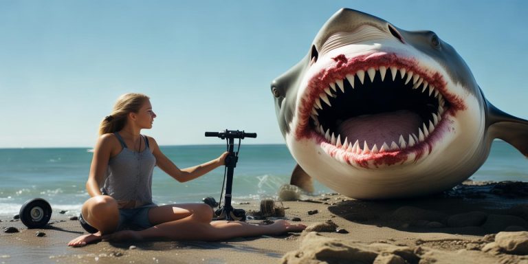 女子骑电瓶车摔倒 鲨鱼夹扎破脑袋 提醒使用安全